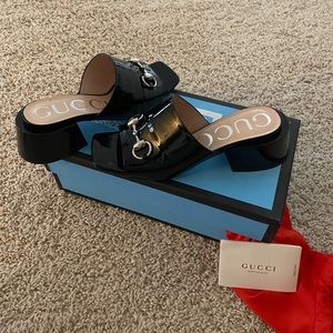 Black Authentic Gucci Sandals, Slides